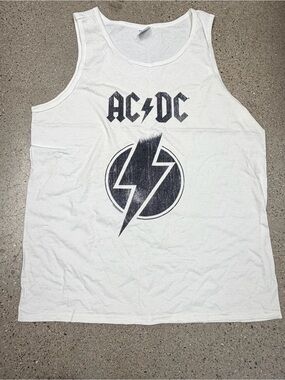 AC/DC White Band Logo Tank — Bold Black Print
